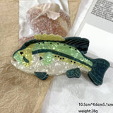 Rainbow Trout & Shark Hair Clip, Fish Shaped Hair Claw: Green-Trout