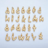 16K Gold Filled 10mm Initial Letter Chubby Balloon Mini Charm | A1591 - A1603: Letter B