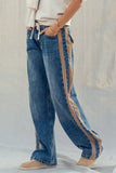 Wide-Leg Utility Stripe Denim Jeans: DENIM TAUPE / S-2/M-2/L-2