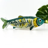 Green Sardine Hair Claw Clip with Seaweed Detail: Blue-A