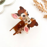 Adorable Calm Deer Animal Printed Hair Claw Clip: Brown