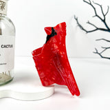 Red Crested Cockatoo Acetate Animal Hair Claw Clip: Red