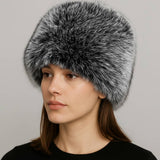 Elegant Plush Faux Fur Winter Hat: Blue