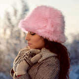 Fuzzy Faux Fur Bucket Hat
: Blue