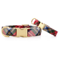 Regent Plaid Flannel Holiday Dog Collar: L/ Gold