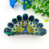 Spread-Wing Peacock Animal Acetate Hair Claw Clip: Peacock