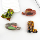 Eco Western Cowboy Boots & Hat Hair Claws: Green / Boots