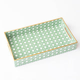 PREPPY GREEN CANE TRAY - SMALL