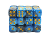36ct 12mm D6 Dice Set: Vorpal - Black & Blue w/ Gold