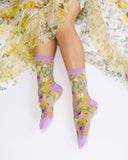 FLORAL SHEER CREW SOCK