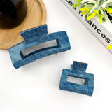Blue Denim Style Hair Clip, Acetate Square Claw Clip: Blue S