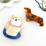 Adorable Playful Casual Dog Acetate Animal Hair Claw CliP: B