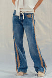 Wide-Leg Utility Stripe Denim Jeans: DENIM TAUPE / S-2/M-2/L-2