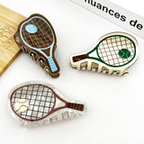 Tennis Racket Claw Clip, Sports Series Hair Clip: Beige