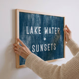 Lake Water Canvas Art Print, Coastal Beach Wall Decor 8x10  : 11x14
