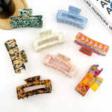 Rectangular Acetate Hair Claw, Premium Quality Hair Clip: White