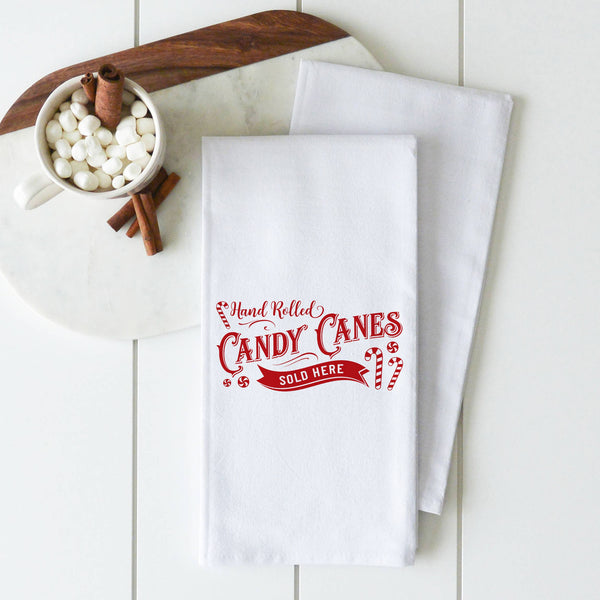 Candy Cane Tea Towel: Natural • Cotton/Linen Blend