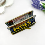 Spam Can Print Hair Claw Clip Novelty Food Cute: Black
