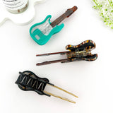 Fun Guitar Acetate Hair Clip, Instrument Shaped Hair Claw: Green