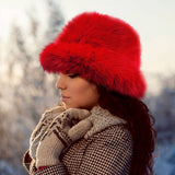 Fuzzy Faux Fur Bucket Hat
: Blue