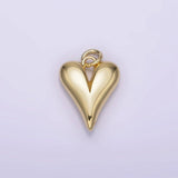 14K Gold Filled 16mm Long Puffed Minimalist Heart Charm | AG196