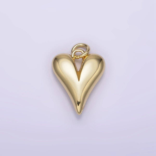 14K Gold Filled 16mm Long Puffed Minimalist Heart Charm | AG196