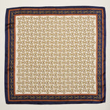 Classic Chain Print Square Scarf | Green & Navy Border Silk-Feel Fashion Scarf: OL / ONE