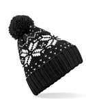 Beechfield Fair Isle Snowstar® Beanie | Unisex | Pom-Pom | Cuffed | 7 Colours | One Size: Burgundy/White / One Size