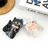 Tilt Head Cat Hair Clip, Acetate Claw Clip: White