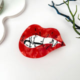 Devilish Red Lips Creative Acetate Hair Claw Clip: Red