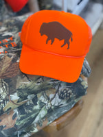 SAFETY ORANGE BUFFALO TRUCKER HAT