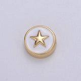 Round Enamel Tiny Gold Star - 24k Gold filled Round Beads - 10mm beads for bracelet making supply Celestial Jewelry making B-471 to B-475: White