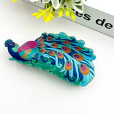 Creative Fashion Peacock Hair Claw Clip – Animal Style: Green
