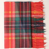 Cashmere Feel Plaid Pattern Scarf - Fringed Edges: SW-25 / ONE SIZE
