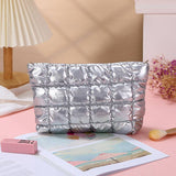 Puffer cosmetic bag small toiletry zipper bag: Rose Red
