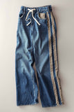 Wide-Leg Utility Stripe Denim Jeans: DENIM TAUPE / S-2/M-2/L-2