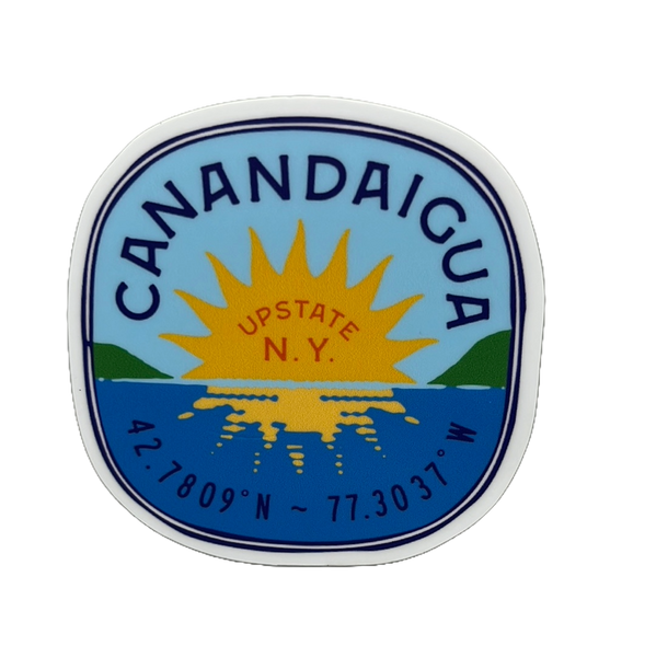 Canandaigua Sunset Sticker with Coordinates