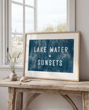 Lake Water Canvas Art Print, Coastal Beach Wall Decor 8x10  : 11x14