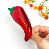 🌶️ Sweet & Spicy Pepper Hair Claw – Fun Acetate Clip: Red