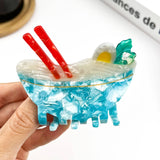 Acetate Noodle Hair Clip, Crocodile or Claw Style: Claw Clip