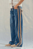Wide-Leg Utility Stripe Denim Jeans: DENIM TAUPE / S-2/M-2/L-2
