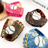 Baseball Series Claw Clip, Sports Day Souvenir Hair Clip: Bat-Brown