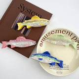 Vibrant Oversized Salmon Fish Acetate Hair Claw: Yellow