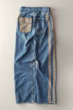 Wide-Leg Utility Stripe Denim Jeans: DENIM OLIVE / S-2/M-2/L-2