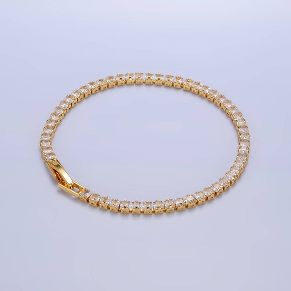 24K Gold Filled Clear CZ 7inch Bracelet | WA-2978