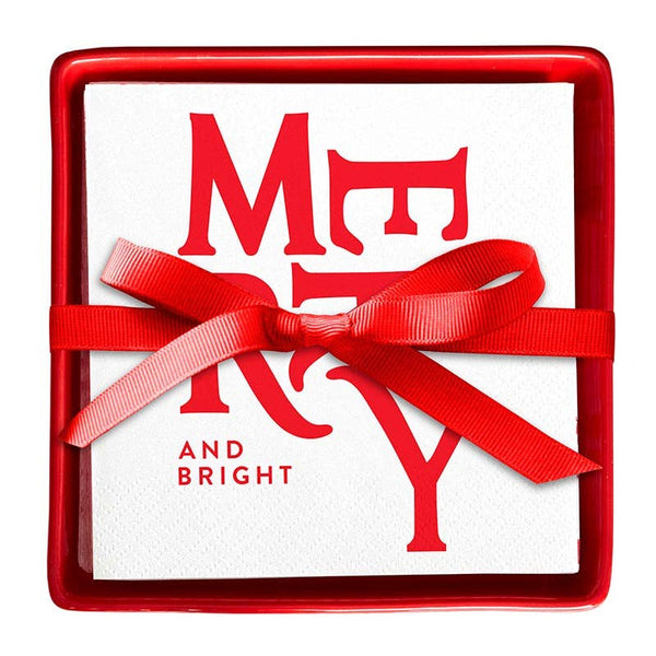 MERRY + BRIGHT COCKTAIL NAPKINS - RED