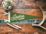 Custom Heritage Name Felt Pennant - Bold: Red & Cream / Large Pennant