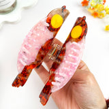 Fun Owl Patchwork Acetate Hair Claw Clip–Cute Animal Design: Brown