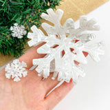 White Winter Snowflake Hair Claw Clip, Christmas Hair Clip: Mini
