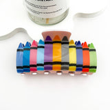 🖍️ Rainbow Crayon Hair Claw – Back-to-School Fun Clip 🌈: Crayon